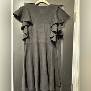 Black ruffle sleeve dress